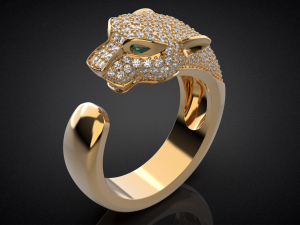 Panther gemstone ring R23 3D print model 3D Baskı Modeli