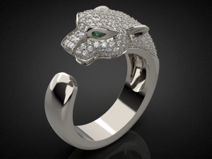 Panther gemstone ring R23 3D print model 3D Baskı Modeli