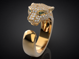 Panther gemstone ring R23 3D print model 3D Baskı Modeli