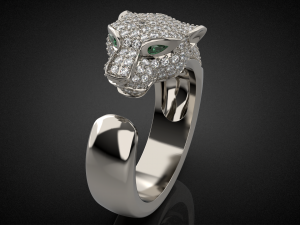 Panther gemstone ring R23 3D print model 3D Baskı Modeli