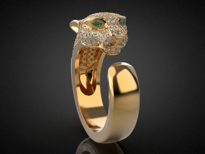 Panther gemstone ring R23 3D print model 3D Baskı Modeli
