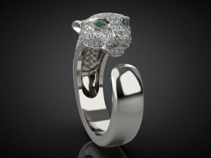 Panther gemstone ring R23 3D print model 3D Baskı Modeli