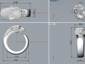 Panther gemstone ring R23 3D print model 3D Baskı Modeli
