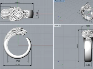 Panther gemstone ring R23 3D print model 3D Print Model