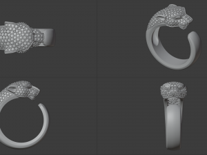 Panther gemstone ring R23 3D print model 3D Baskı Modeli