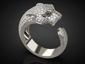 Gold panther gemstone pave ring R24 3D print model 3D Baskı Modeli