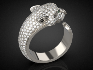 Gold panther gemstone pave ring R24 3D print model 3D Baskı Modeli