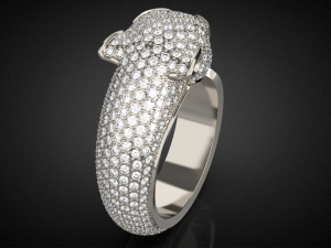Gold panther gemstone pave ring R24 3D print model 3D Baskı Modeli