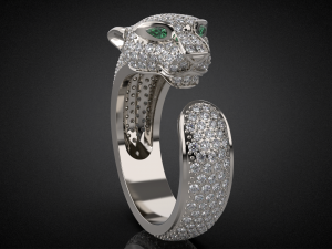 Gold panther gemstone pave ring R24 3D print model 3D Baskı Modeli