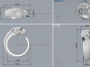 Gold panther gemstone pave ring R24 3D print model 3D Baskı Modeli