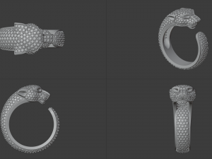 Gold panther gemstone pave ring R24 3D print model 3D Baskı Modeli