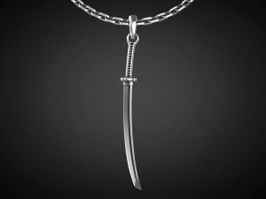 Gold Katana Pendant P19 3D print model Modello di stampa 3D