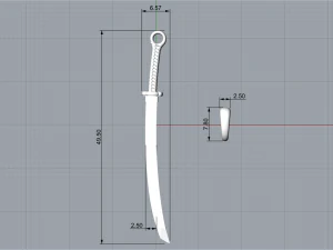 Gold Katana Pendant P19 3D print model 3D Print Model