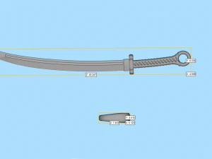 Gold Katana Pendant P19 3D print model 3D Print Model