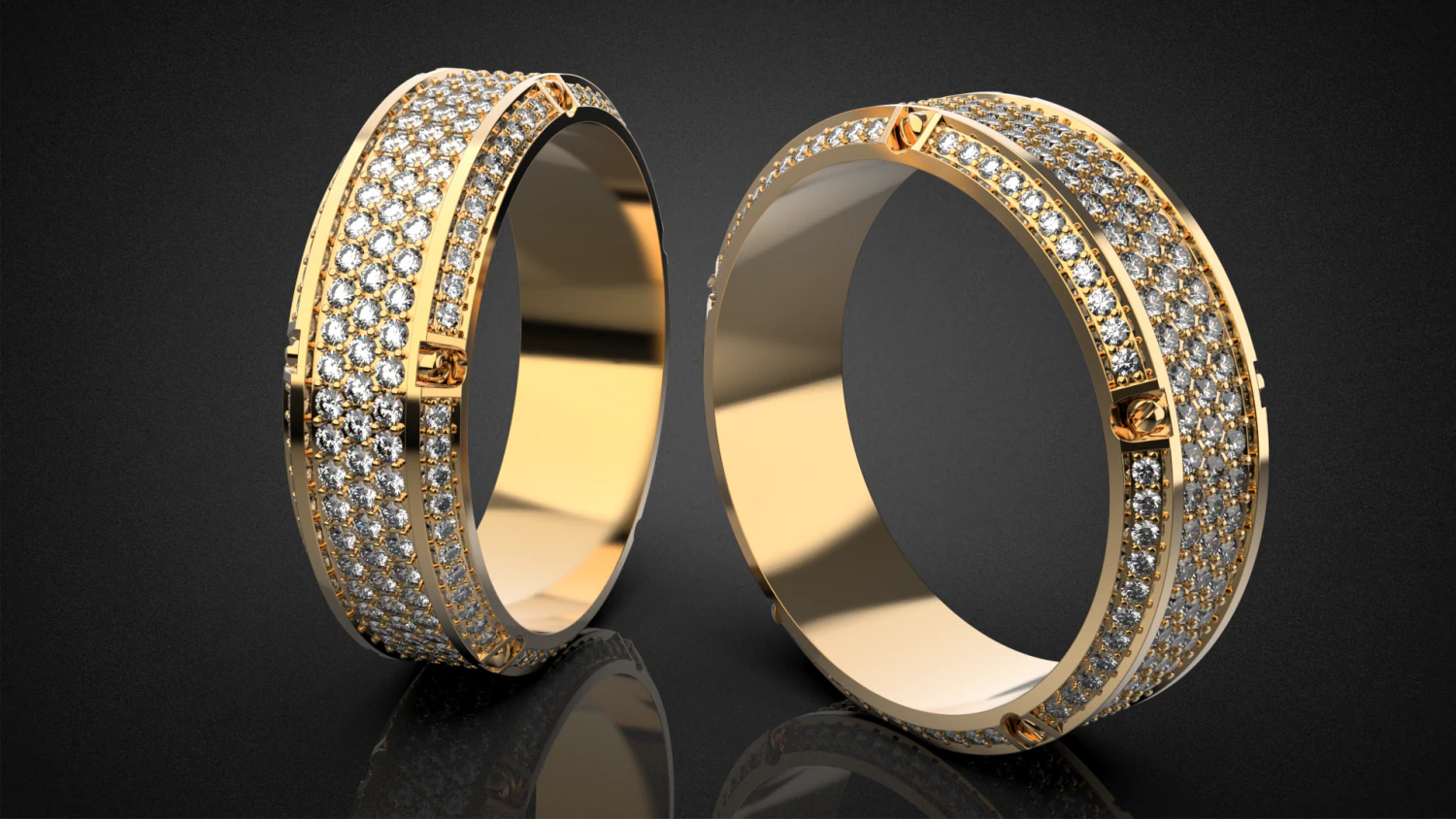 Gold Screw Pave ring R27 3D print model 3D Print Model .c4d .max .obj .3ds .fbx .stl .blend 