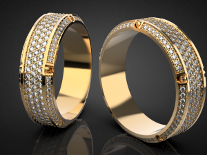 Gold Screw Pave ring R27 3D print model 3D Print Model