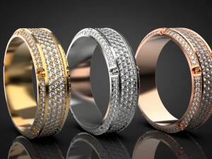 Gold Screw Pave ring R27 3D print model 3D Print Model