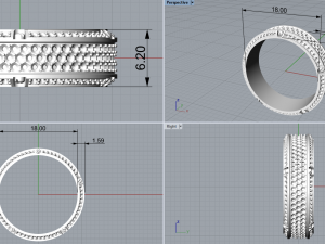 Gold Screw Pave ring R27 3D print model Modèles 3D en vedette