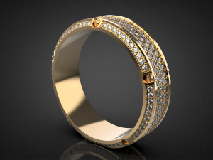 Gold Screw Pave ring R27 3D print model Modèles 3D en vedette