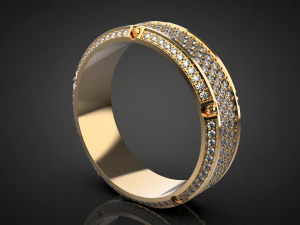 Gold Screw Pave ring R27 3D print model 3D Print Model