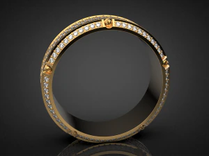 Gold Screw Pave ring R27 3D print model 3D Print Model