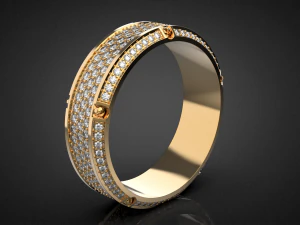 Gold Screw Pave ring R27 3D print model 3D Print Model