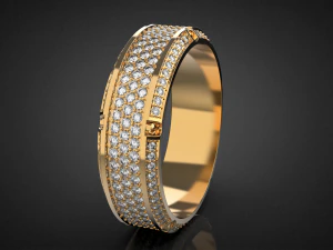 Gold Screw Pave ring R27 3D print model 3D Print Model