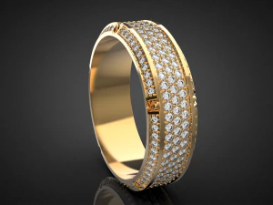 Gold Screw Pave ring R27 3D print model 3D Print Model