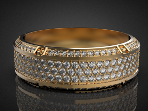 Gold Screw Pave ring R27 3D print model Modèles 3D en vedette