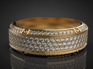 Gold Screw Pave ring R27 3D print model 3D Print Model