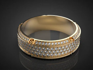 Gold Screw Pave ring R27 3D print model 3D Print Model
