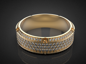 Gold Screw Pave ring R27 3D print model Modèles 3D en vedette