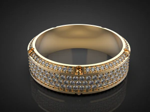 Gold Screw Pave ring R27 3D print model 3D Print Model
