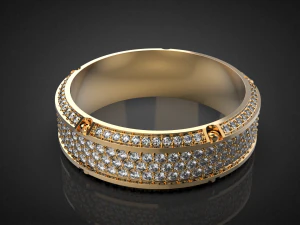 Gold Screw Pave ring R27 3D print model 3D Print Model