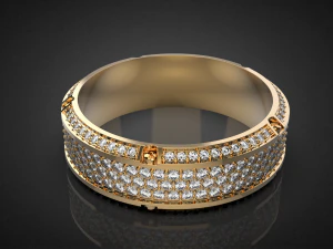 Gold Screw Pave ring R27 3D print model 3D Print Model