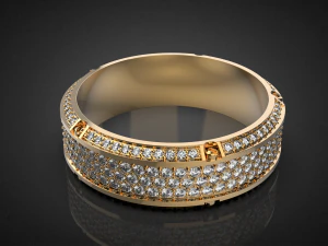 Gold Screw Pave ring R27 3D print model 3D Print Model