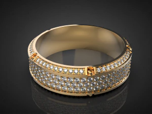 Gold Screw Pave ring R27 3D print model 3D Print Model