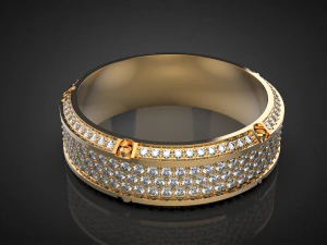 Gold Screw Pave ring R27 3D print model 3D Print Model