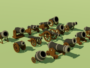 low poly cannons pack 3D 模型