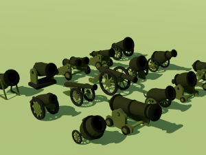 low poly cannons pack Modelo 3D