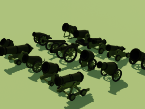 low poly cannons pack Modelo 3D