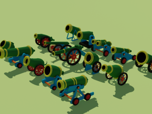 low poly cannons pack Modelo 3D