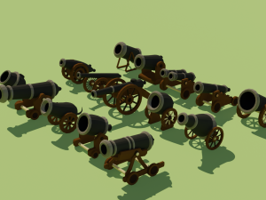 low poly cannons pack Modelo 3D