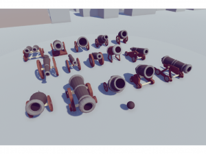 low poly cannons pack Modelo 3D