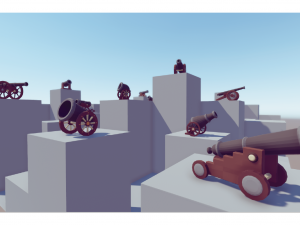 low poly cannons pack Modelo 3D
