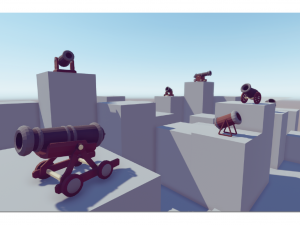 low poly cannons pack Modelo 3D