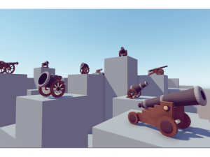 low poly cannons pack Modelo 3D