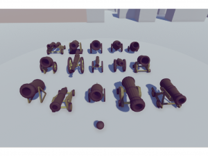 low poly cannons pack Modelo 3D
