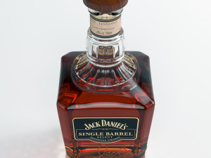 jack daniels single barrel select whiskey and vintage leather notebook Model 3D