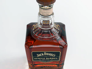 jack daniels single barrel select whiskey and vintage leather notebook 3D Model